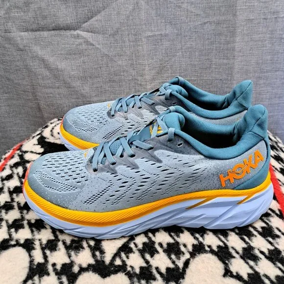 Size 9.5D Men Hoka One One Clifton 8 running shoes in the Goblin Blue - Picture 1 of 12